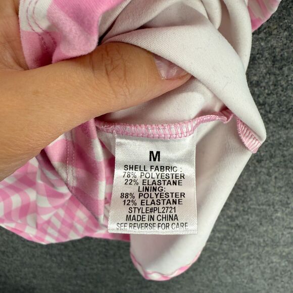 Pink Lily Activewear Dress Women 16 Pink Plaid Build In Shorts Sheath Midi Lined - Picture 7 of 8